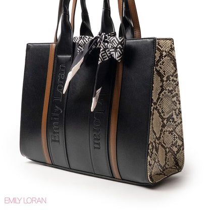 SPECIAL DESIGN LEATHER HANDBAG WITH SCARF - LARGE