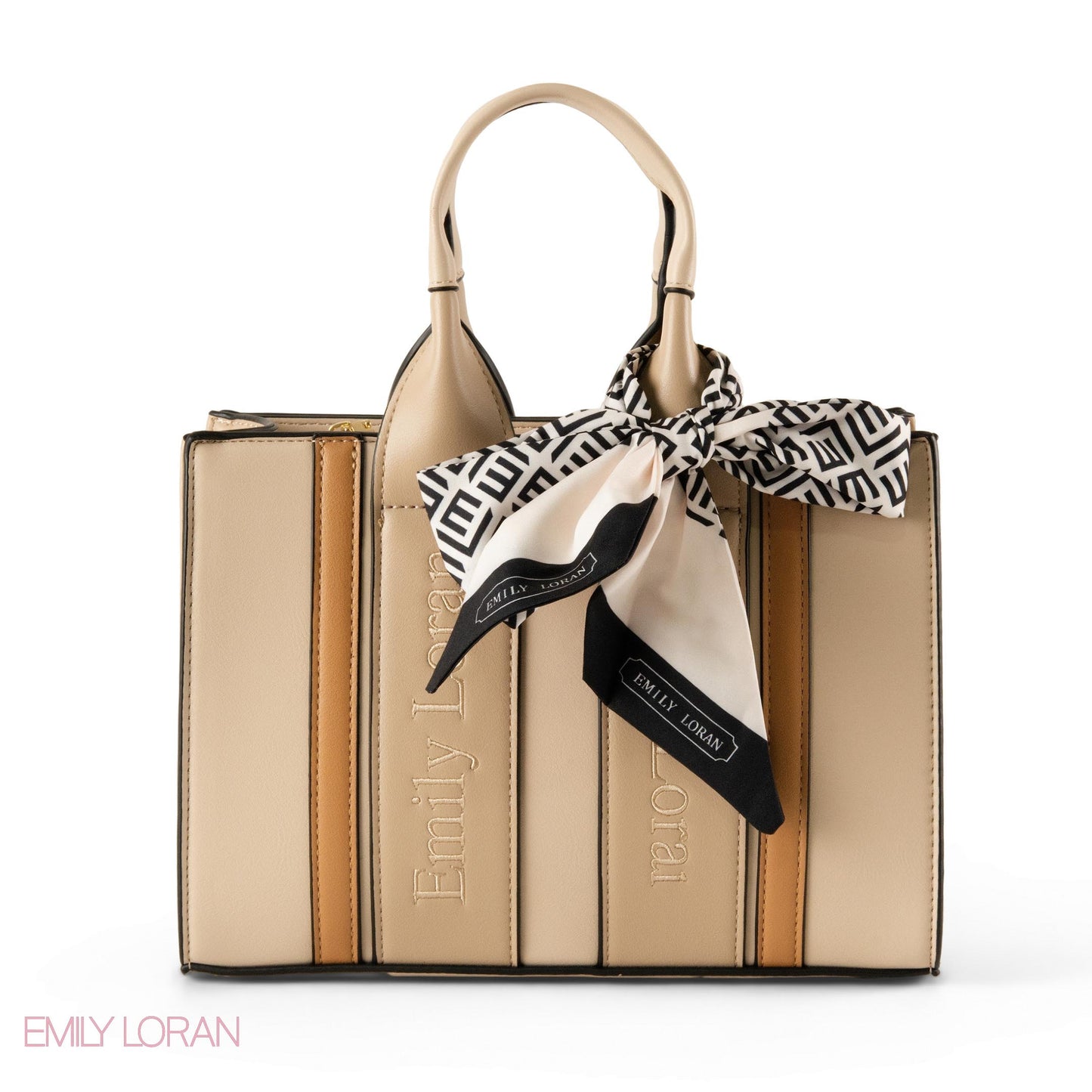 SPECIAL DESIGN LEATHER HANDBAG WITH SCARF - MED