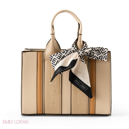 SPECIAL DESIGN LEATHER HANDBAG WITH SCARF - MED