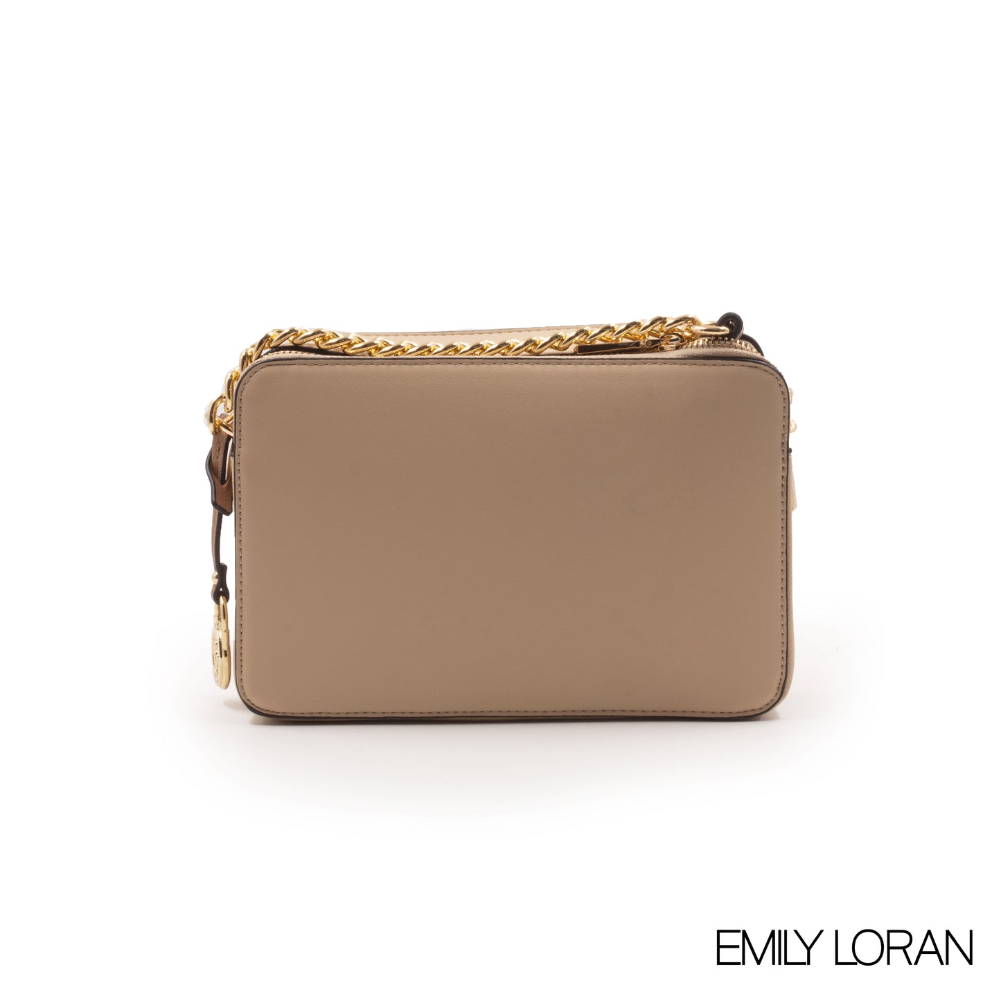 BEIGE LEATHER EMBOSSED CROSSBODY BAG -SMALL
