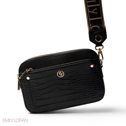 CROC LEATHER CROSSBODY WITH SNAKE DETAIL TOUCH - SMALL