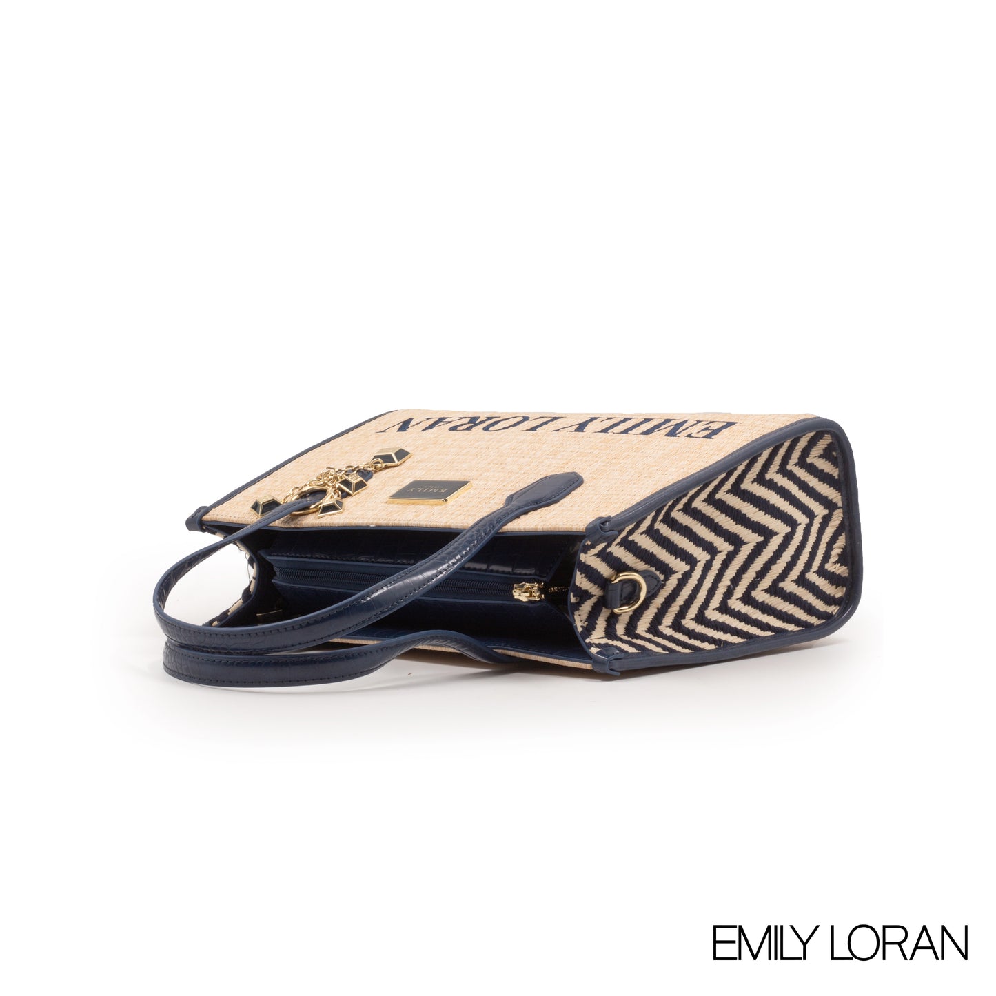 WOVEN FABRIC WITH CHEVRON PATTERNS BAG -MED