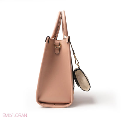 EMILY LORAN HANDBAG WITH FABRIC ACCENTS- MED
