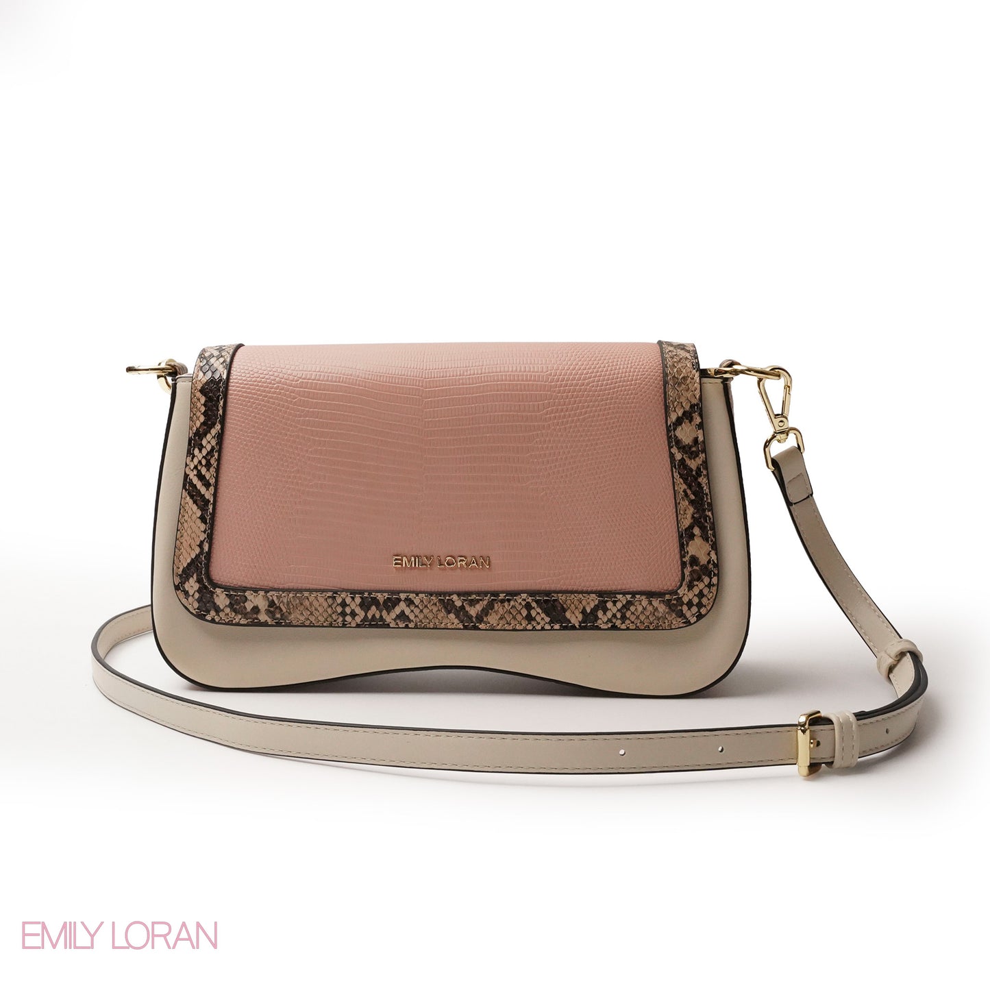 LEATHER CROSSBODY WITH SNAKE PRINT- SMALL