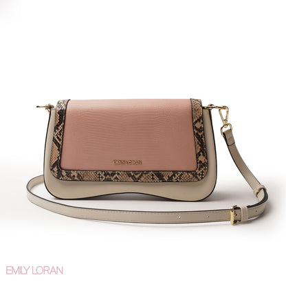 LEATHER CROSSBODY WITH SNAKE PRINT- SMALL