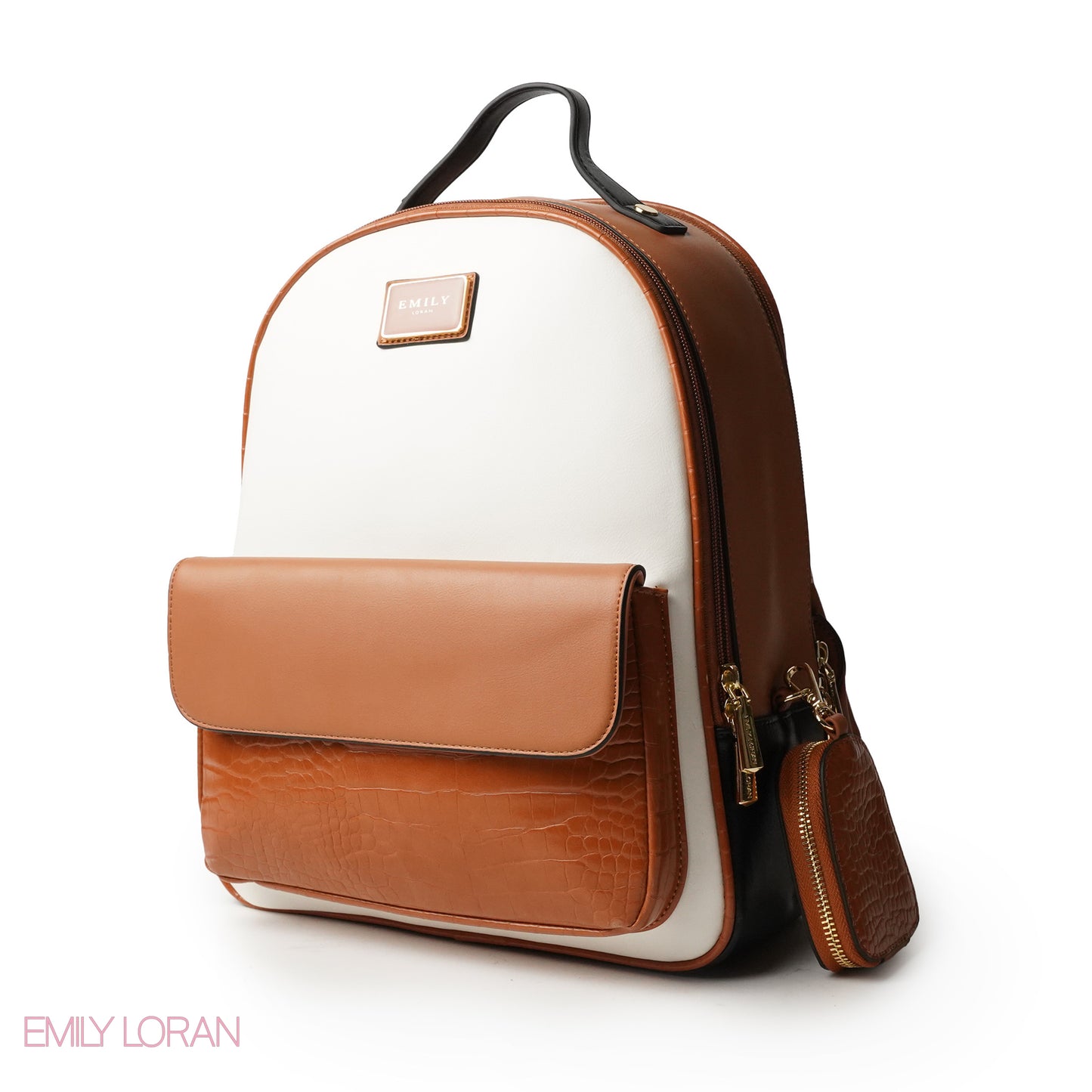 BROWN LEATHER BACKPACK WITH MINI CROC WALLET