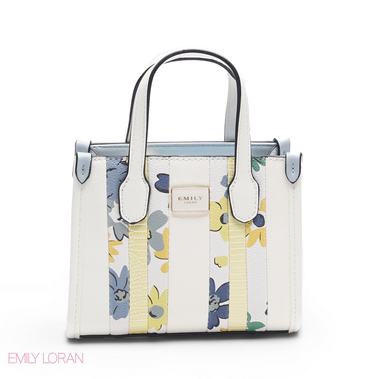 WHITE BAG WITH BLUE & YELLOW ACCENTS - SMALL