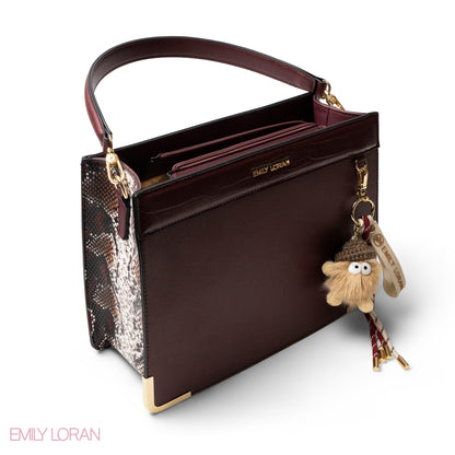 MATTE SMOOTH LEATHER HANDBAG WITH ACCESSORIES -LARGE