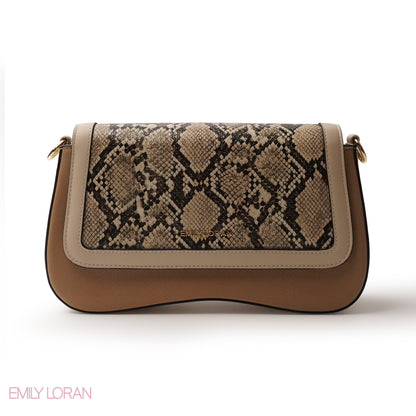 LEATHER CROSSBODY WITH SNAKE PRINT- SMALL