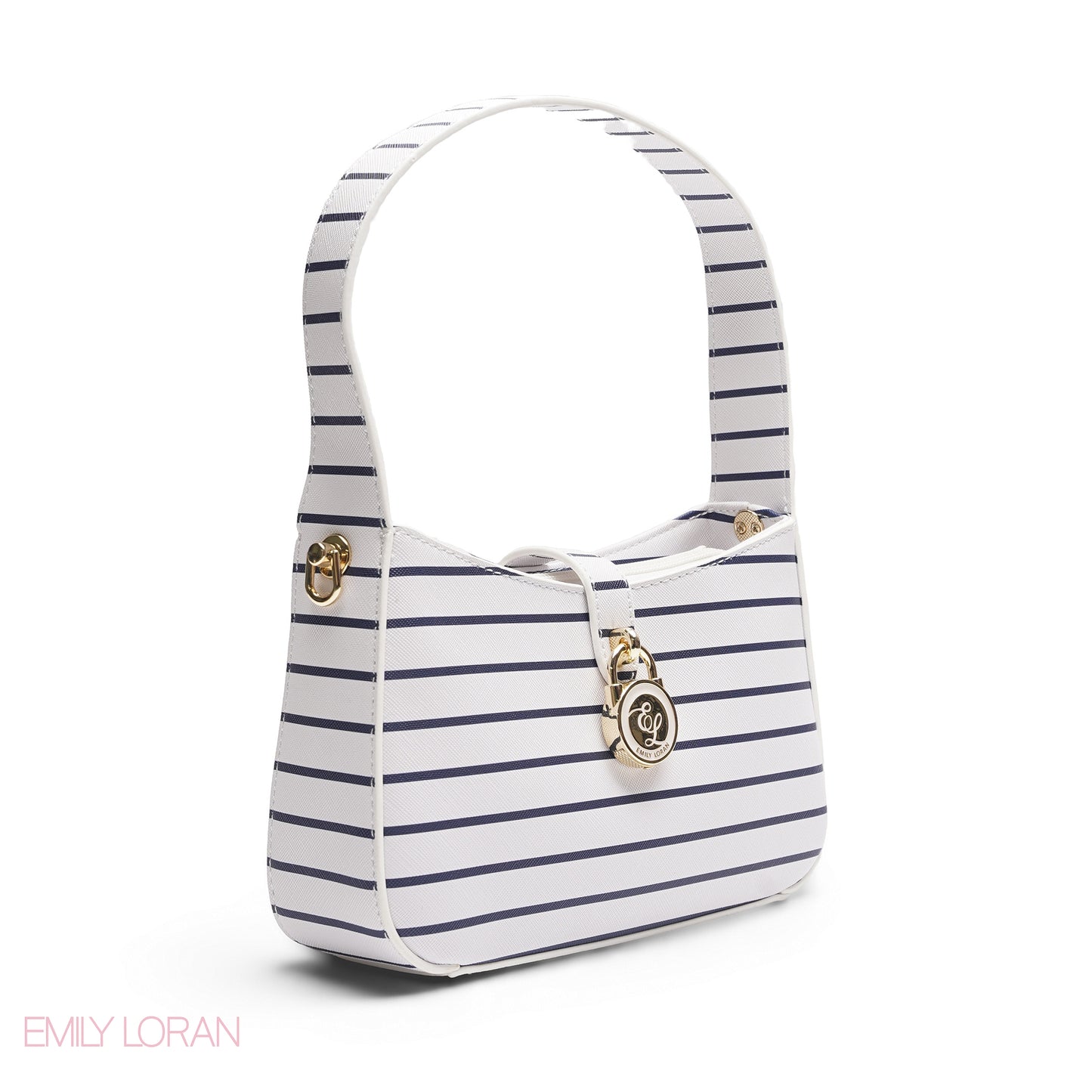 NAVY & WHITE STRIPED BAGUETTE BAG