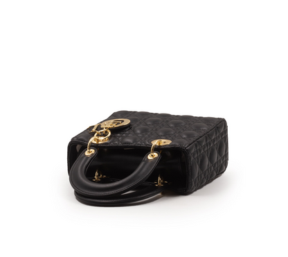 SHINY BLACK LEATHER HANDBAG -SMALL