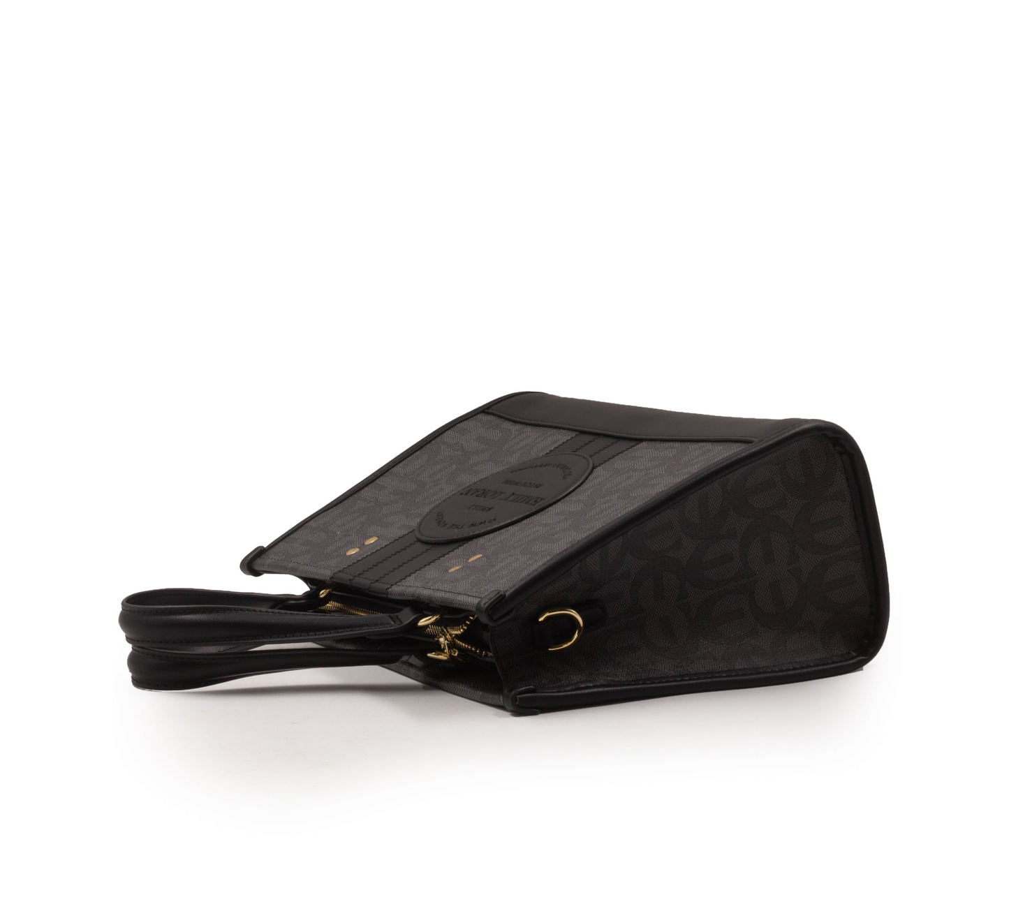 PRINTED CANVAS WITH LEATHER TRIM HANDBAG-MED