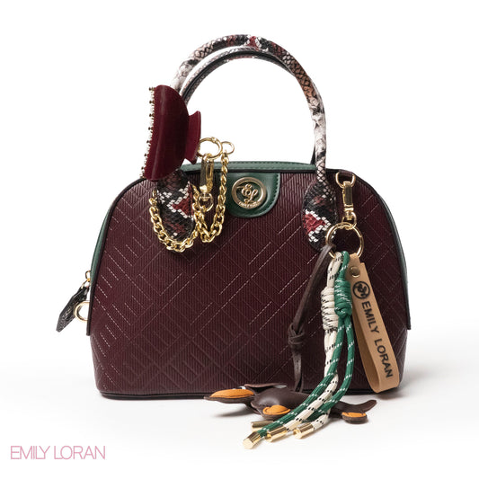 EMILY LORAN EMBOSSED LEATHER HANDBAG WITH ACCESSORIES -SMALL