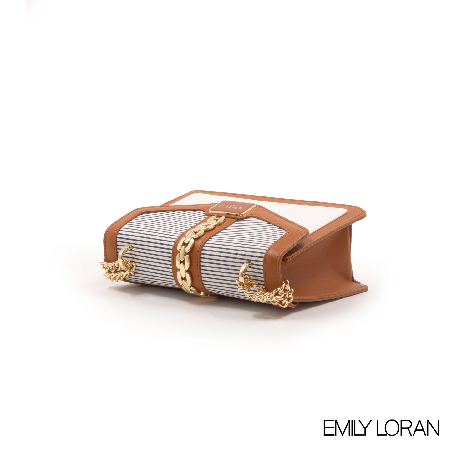 LEATHER CROSSBODY BAG WITH STRIPED NAVY DETAILS- SMALL