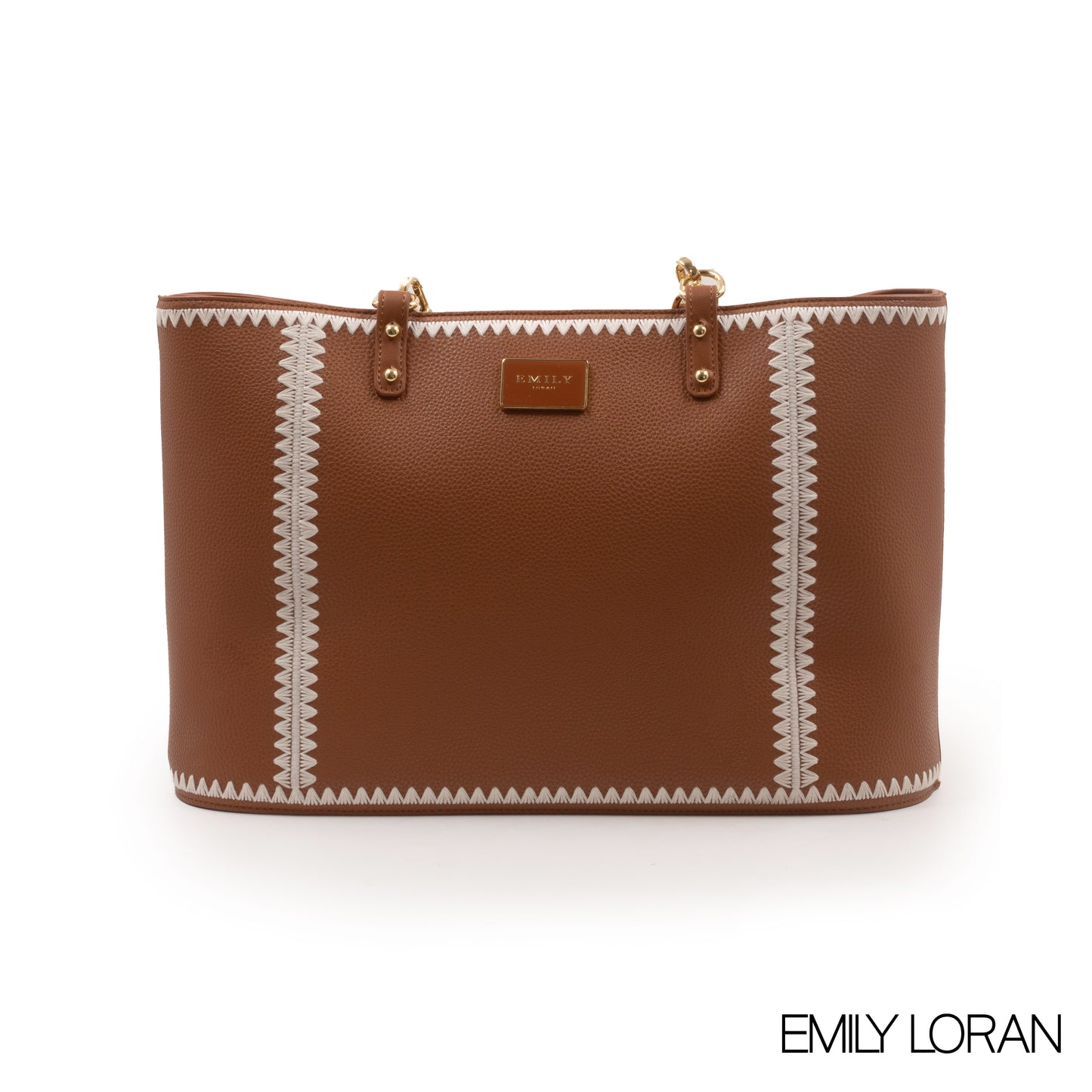 BROWN LEATHER TOTE WITH SPECIAL DESIGN -LARGE