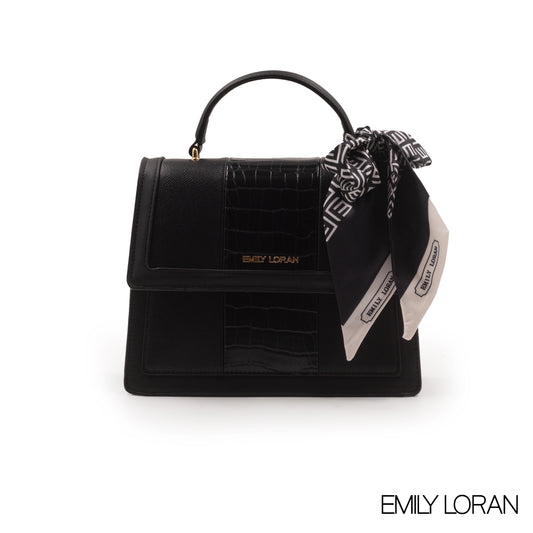 EMILY LORAN LEATHER HANDBAG WITH PATTERN,SCARF -MED