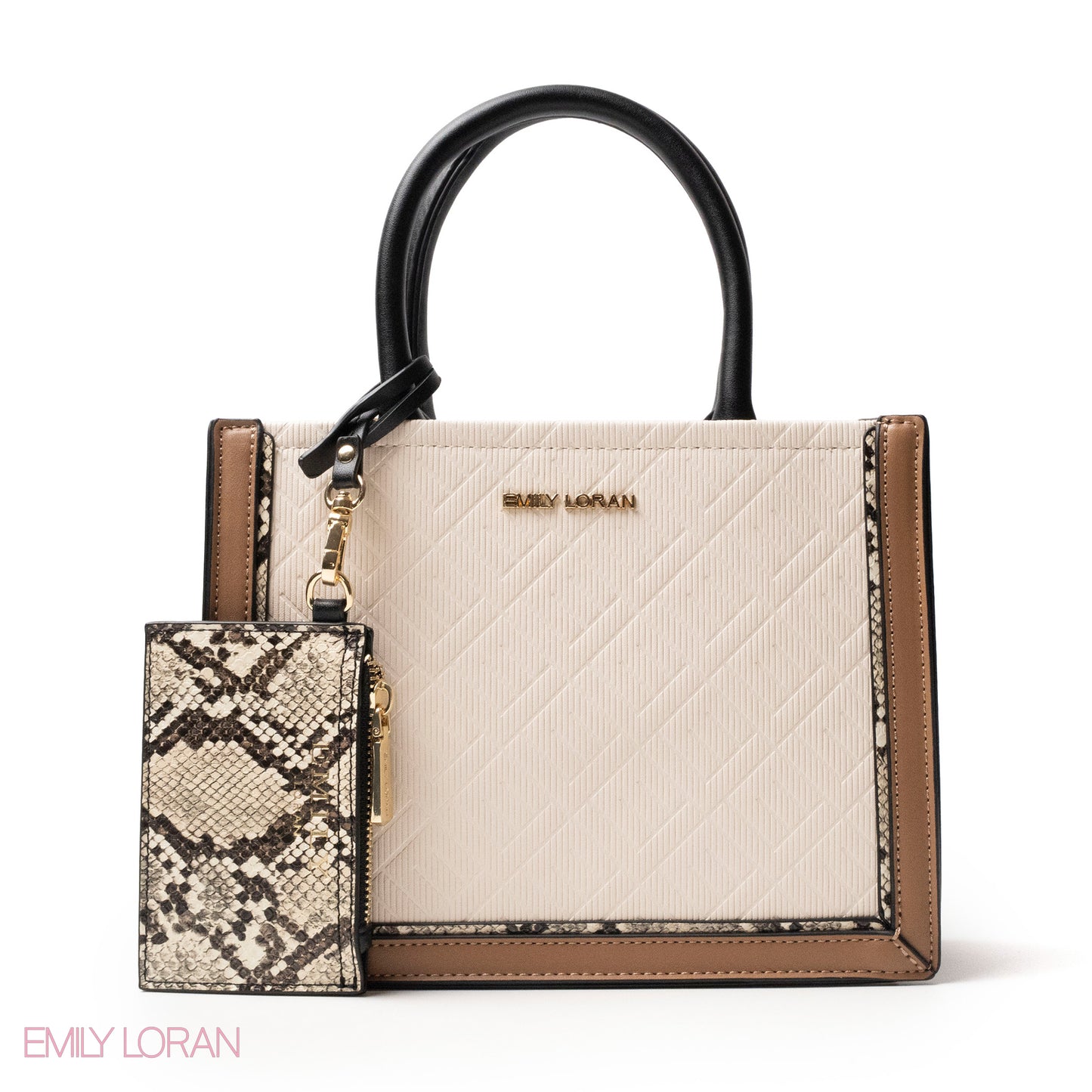 LEATHER HANDBAG WITH SNAKE DETAIL TOUCH -SMALL