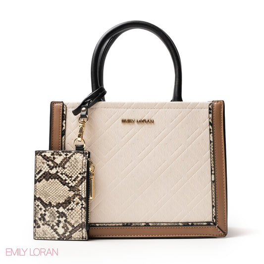 LEATHER HANDBAG WITH SNAKE DETAIL TOUCH -SMALL