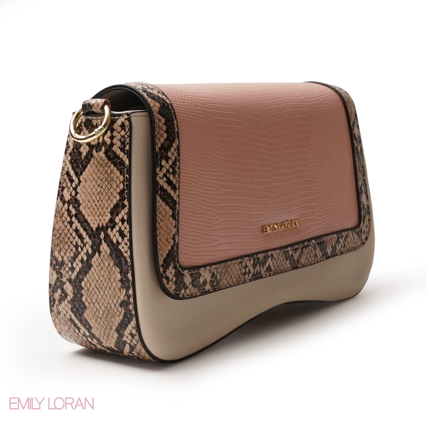 LEATHER CROSSBODY WITH SNAKE PRINT- SMALL
