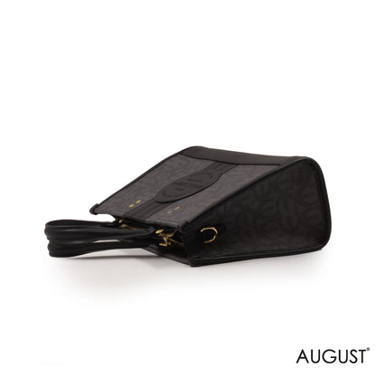PRINTED CANVAS WITH LEATHER TRIM HANDBAG-MED