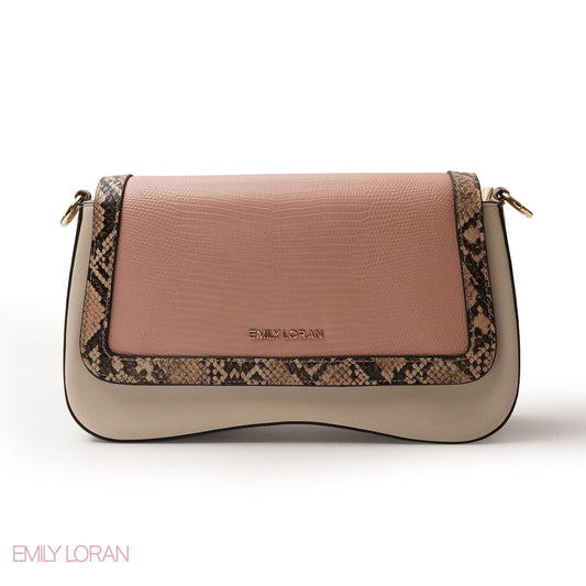 LEATHER CROSSBODY WITH SNAKE PRINT- SMALL