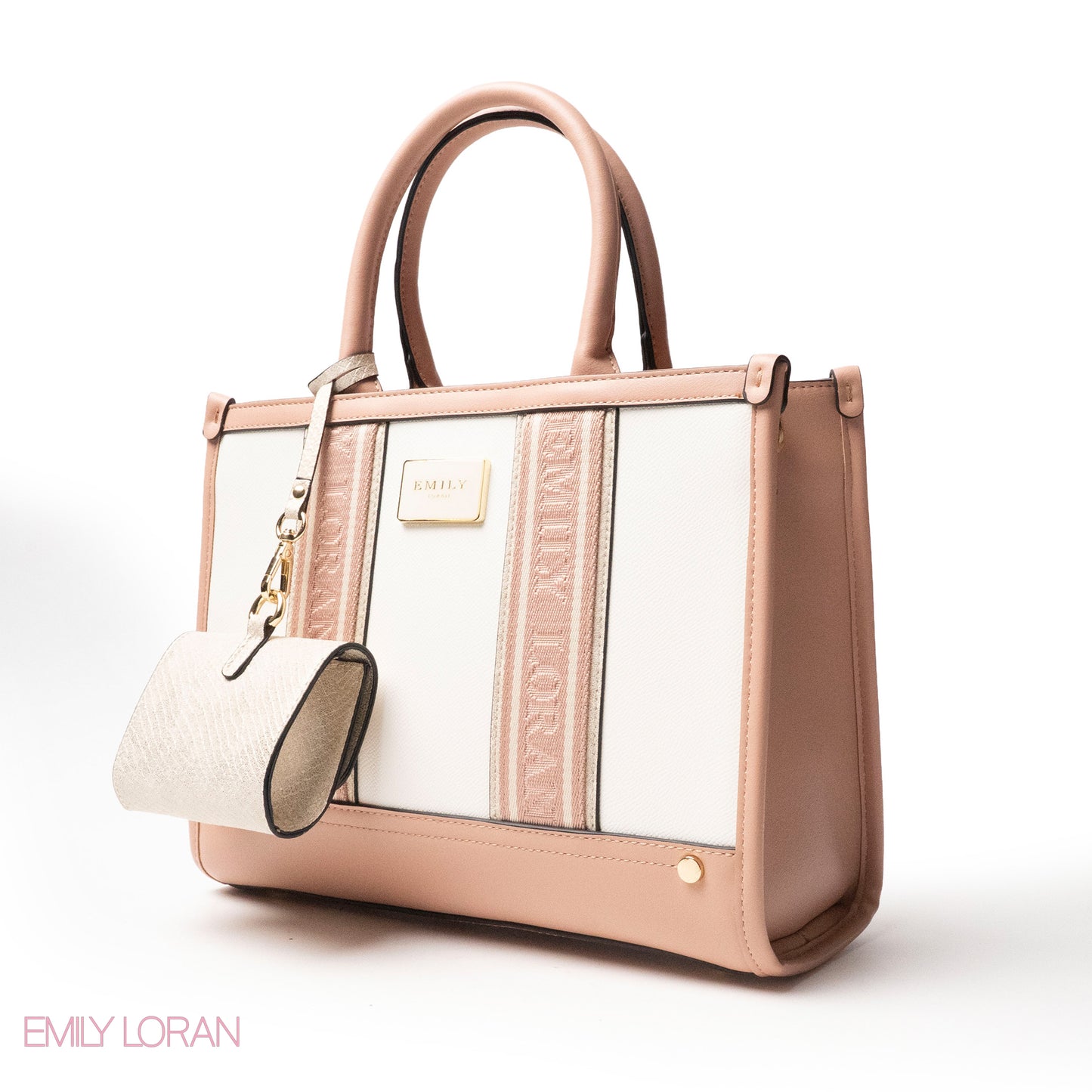 EMILY LORAN HANDBAG WITH FABRIC ACCENTS- MED