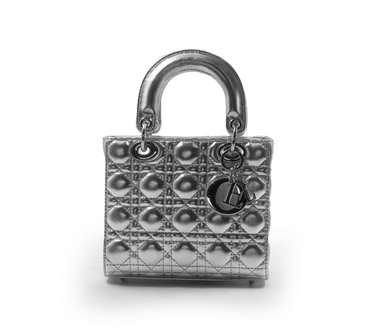 SHINY SILVER METALLIC LEATHER HANDBAG -SMALL