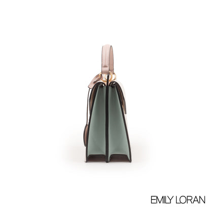 LEATHER TEXTURED HANDBAG WITH FLAP -MED