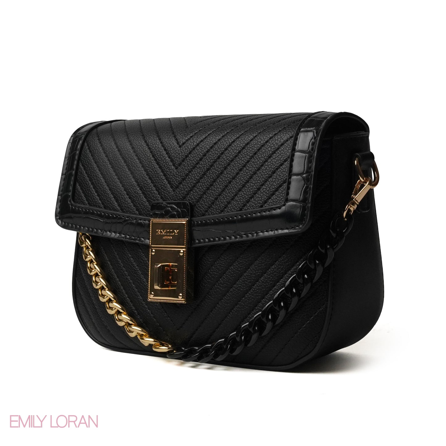 BLACK CROSS BAG WITH SIMPLE PUFF DESIGN - SMALL