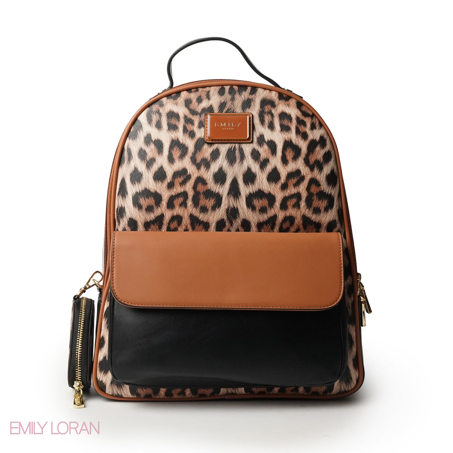 CAMEL LEATHER BACKPACK WITH MINI TIGER WALLET