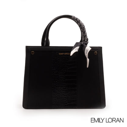 EMILY LORAN LEATHER HANDBAG WITH PATTERN,SCARF -MED