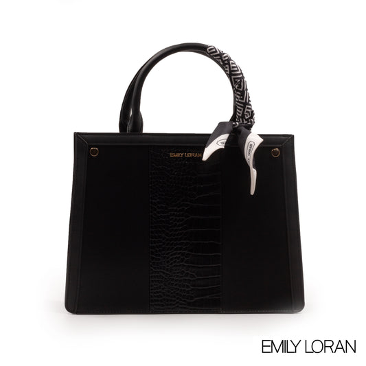 EMILY LORAN LEATHER HANDBAG WITH PATTERN,SCARF -MED