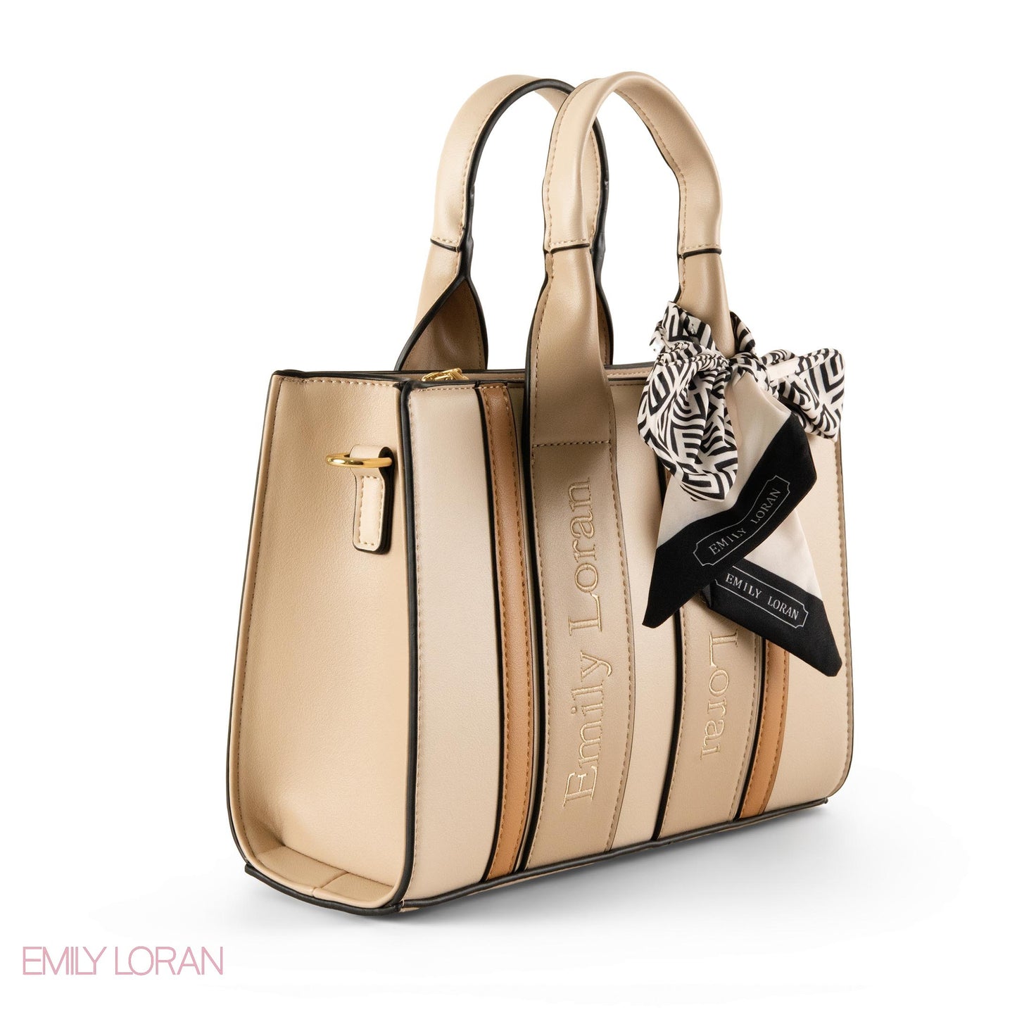 SPECIAL DESIGN LEATHER HANDBAG WITH SCARF - MED