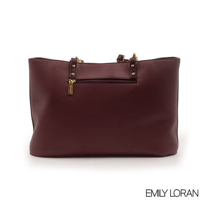MAROON LEATHER TOTE BAG WITH SPECIAL DESIGN -LARGE