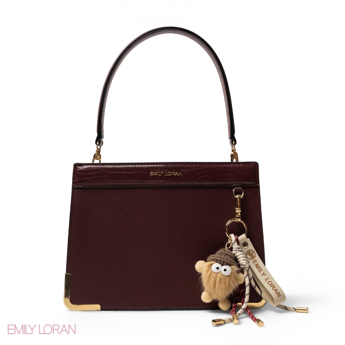 MATTE SMOOTH LEATHER HANDBAG WITH ACCESSORIES -MED