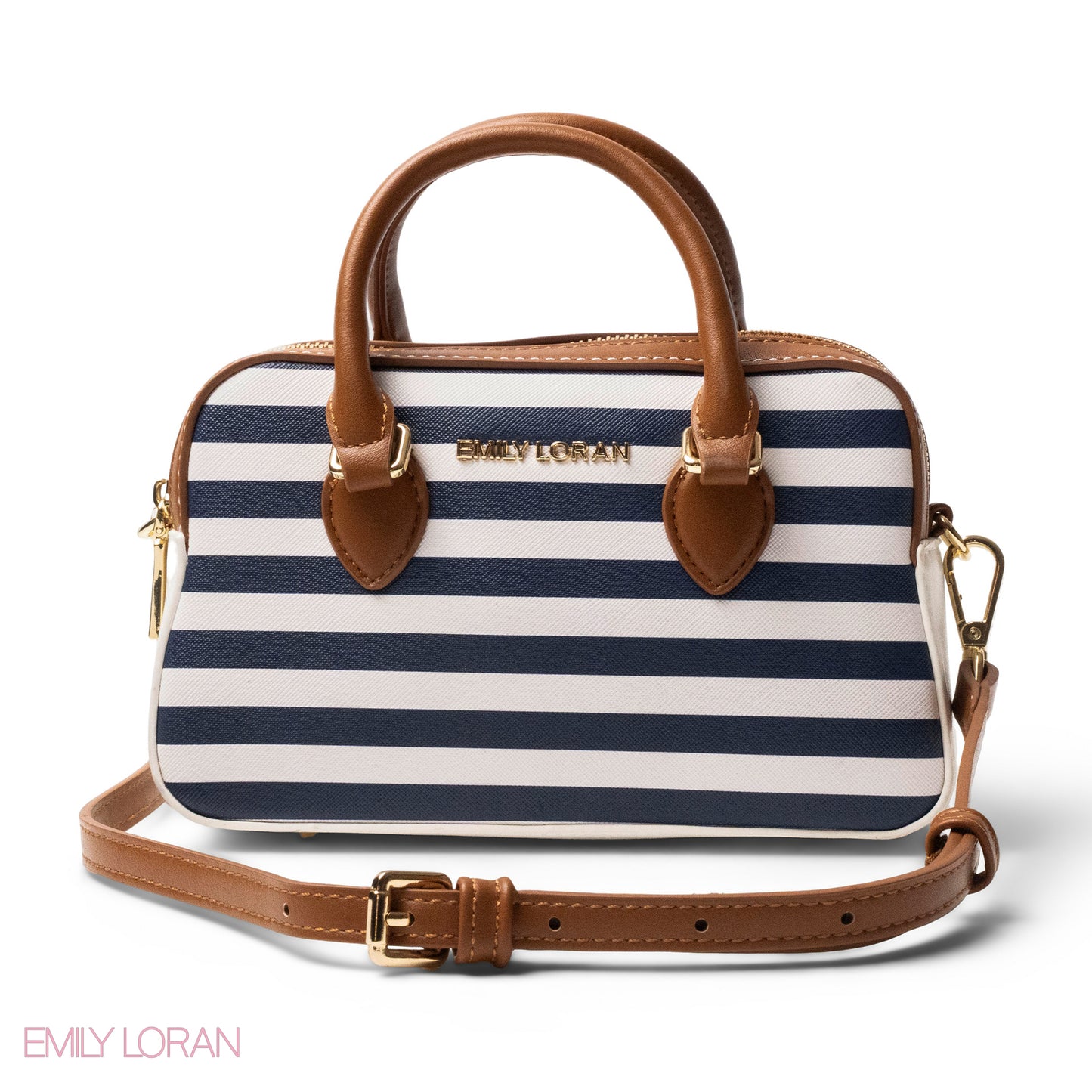 LEATHER HANDBAG WITH MINI WALLET BROWN -SMALL