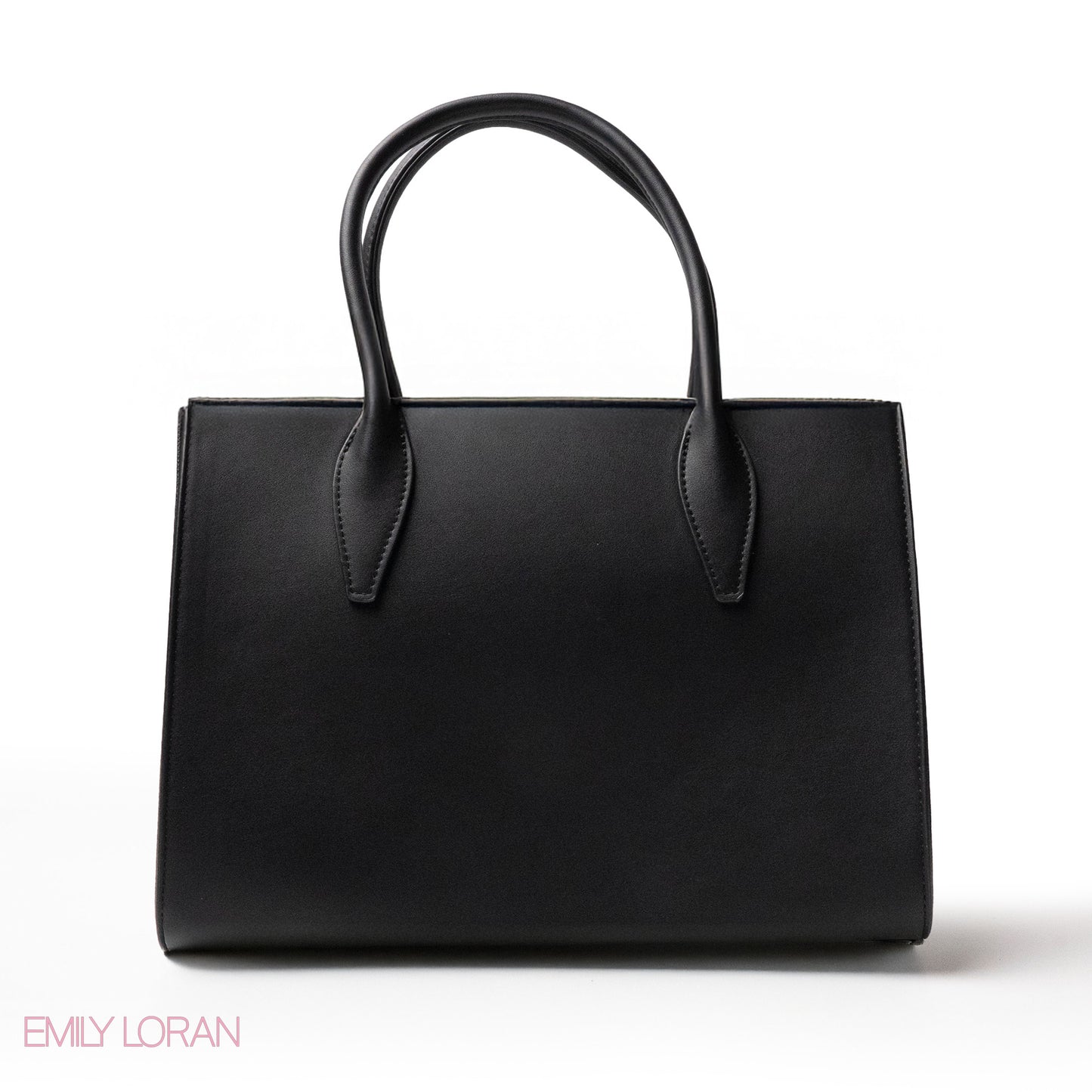 BLACK SMOOTH LEATHER HANDBAG WITH ACCESSORIES - LARGE