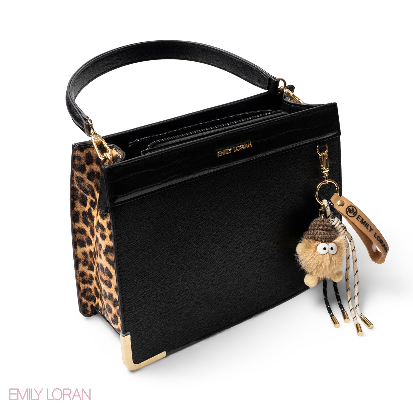 MATTE SMOOTH LEATHER HANDBAG WITH ACCESSORIES -LARGE