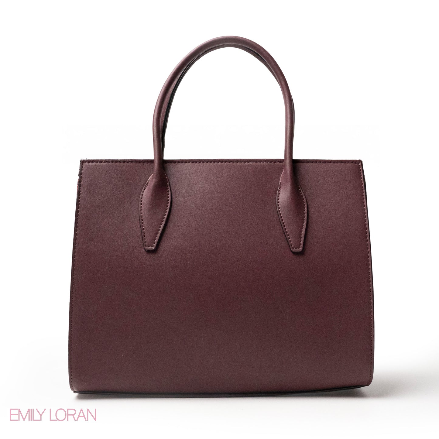 MAROON SMOOTH LEATHER HANDBAG WITH ACCESSORIES - LARGE
