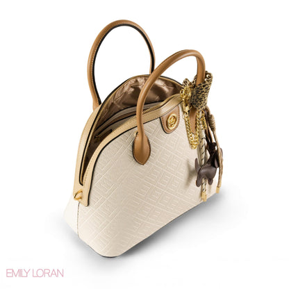 EMILY LORAN EMBOSSED LEATHER HANDBAG WITH ACCESSORIES- LARGE