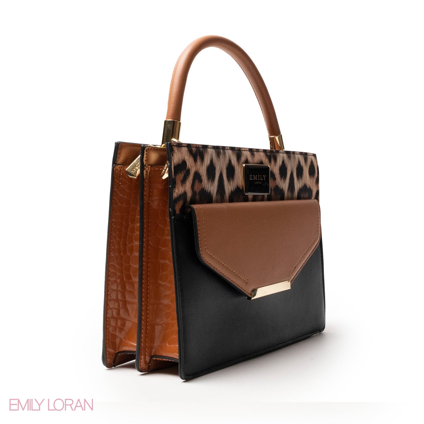 TIGER LEATHER HANDBAG WITH FLAP -MED