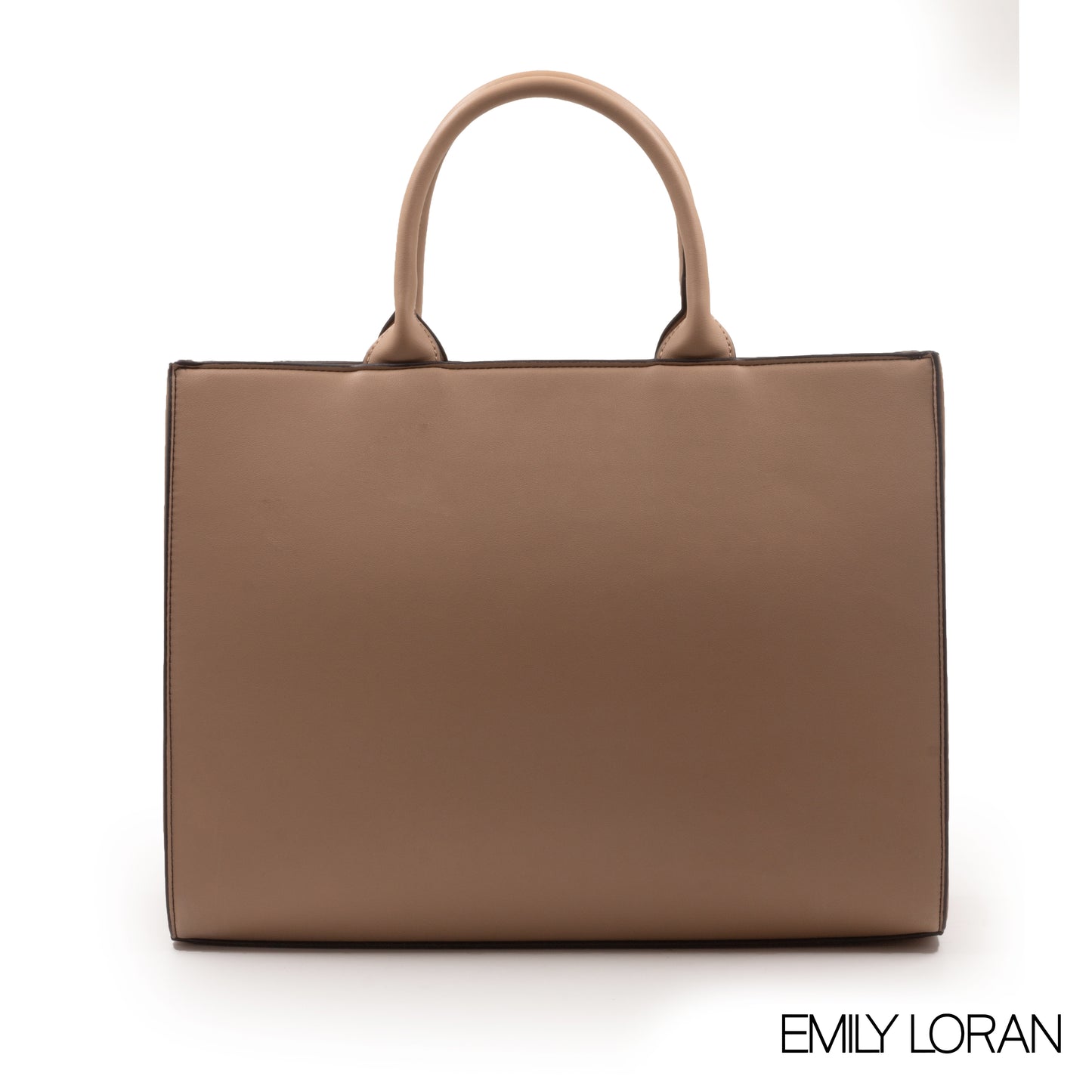 BEIGE LEATHER EMILY LORAN HANDBAG WITH METAL CHAIN-LARGE