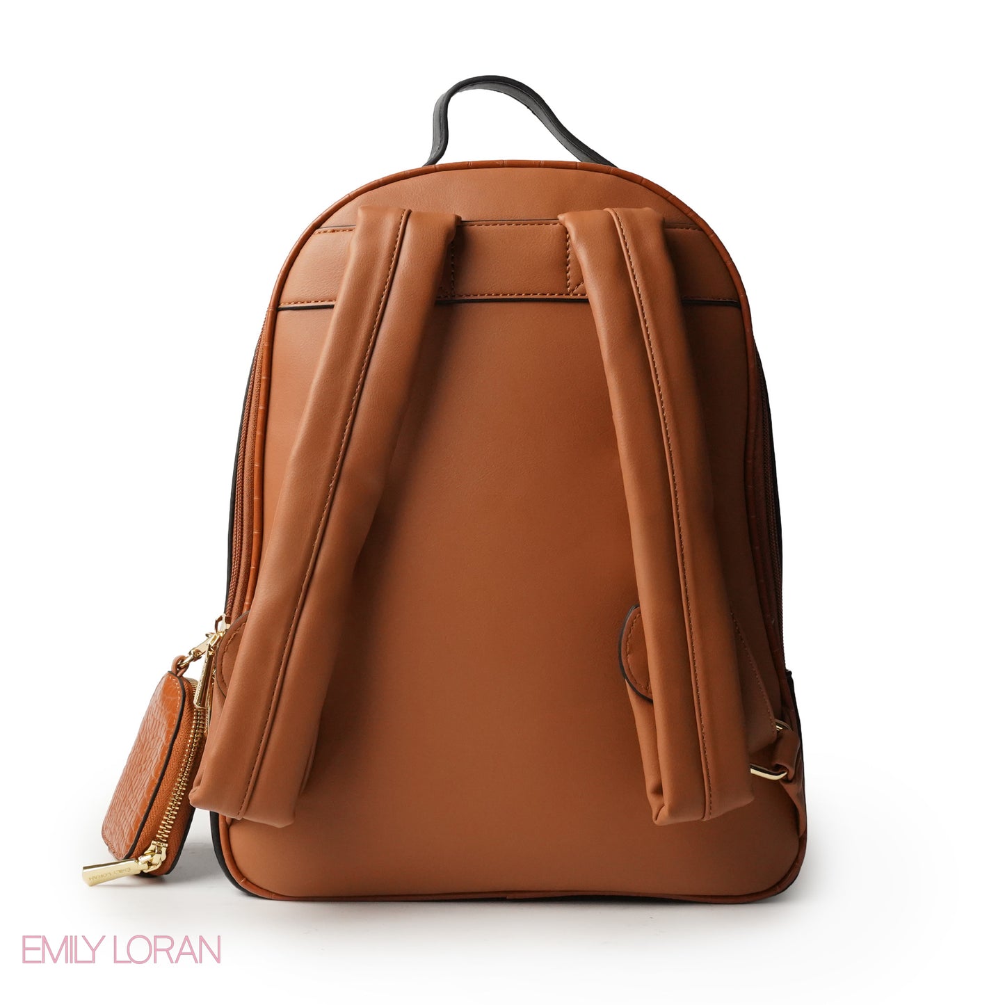 BROWN LEATHER BACKPACK WITH MINI CROC WALLET