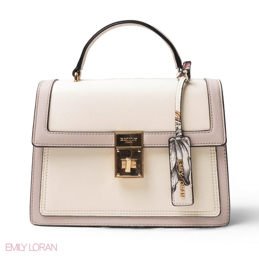 BABY PURPLE LEATHER HANDBAG WITH FLAP- MED