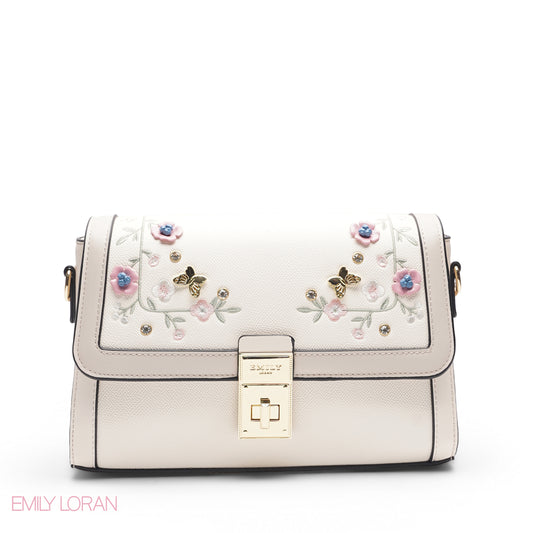 TEXTURED SCARF BEIGE TOP HANDLE BAG - MED