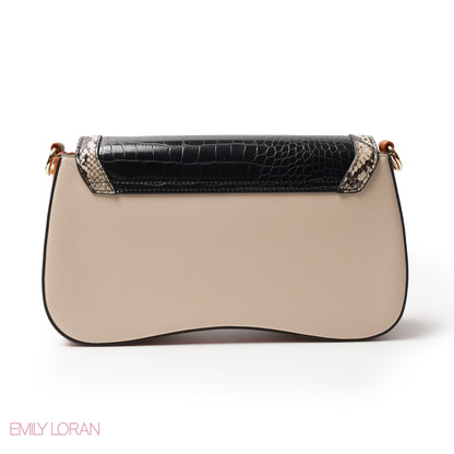 LEATHER CROSSBODY WITH MIX OF SNAKESKIN,CROC -SMALL