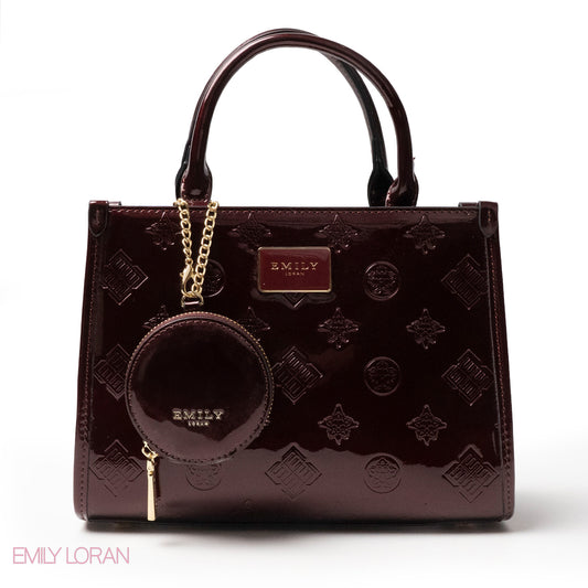 CLASSIC GLOSSY LEATHER PATTERNED HANDBAG - MED