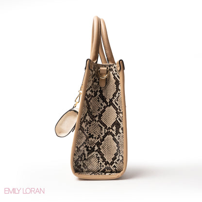 EMILY LORAN HANDBAG WITH FABRIC ACCENTS- MED