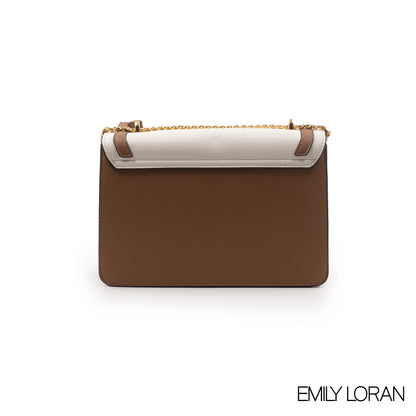 STRIPED NAVY COLOR CROSSBODY BAG WITH FLAP DETAILS-MED
