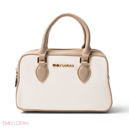 LEATHER HANDBAG WITH MINI WALLET WHITE -SMALL